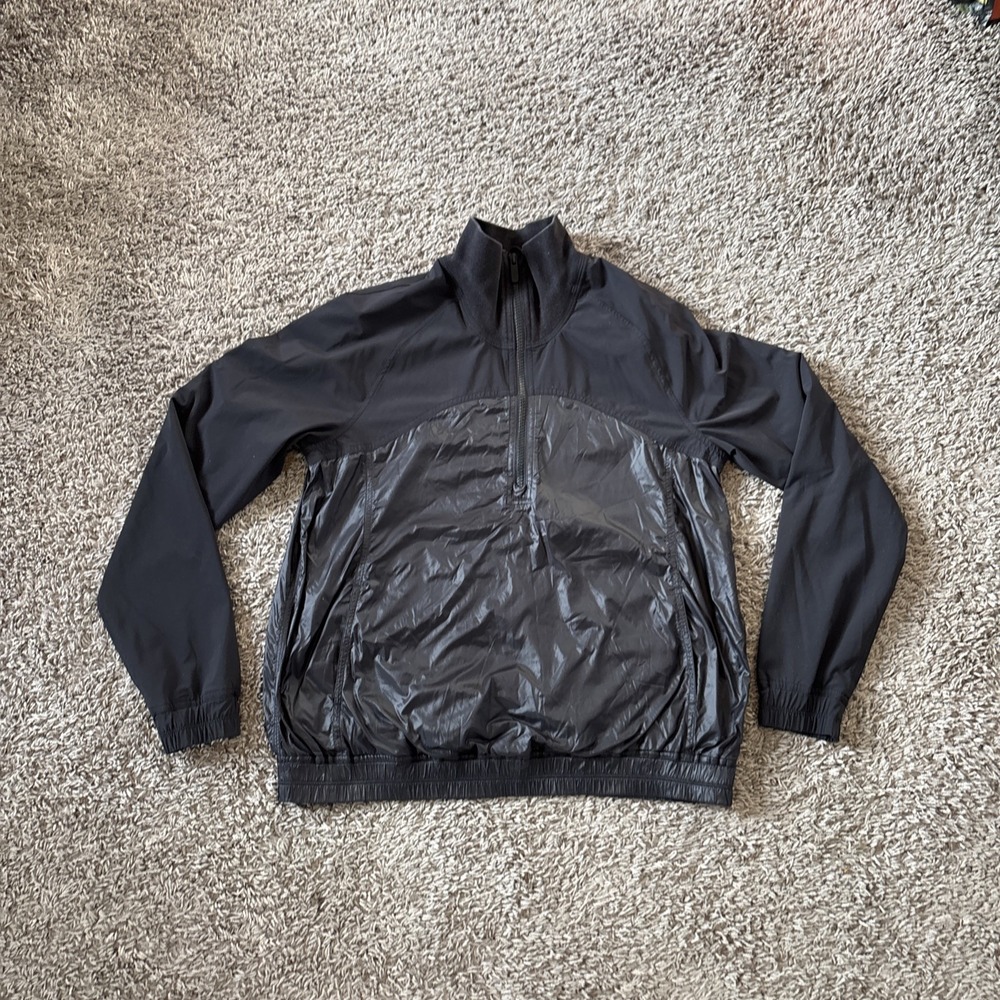 Lululemon All‎ Roads 1/2 Zip Jacket Size M Black Pullover Windbreaker Pocket Gym